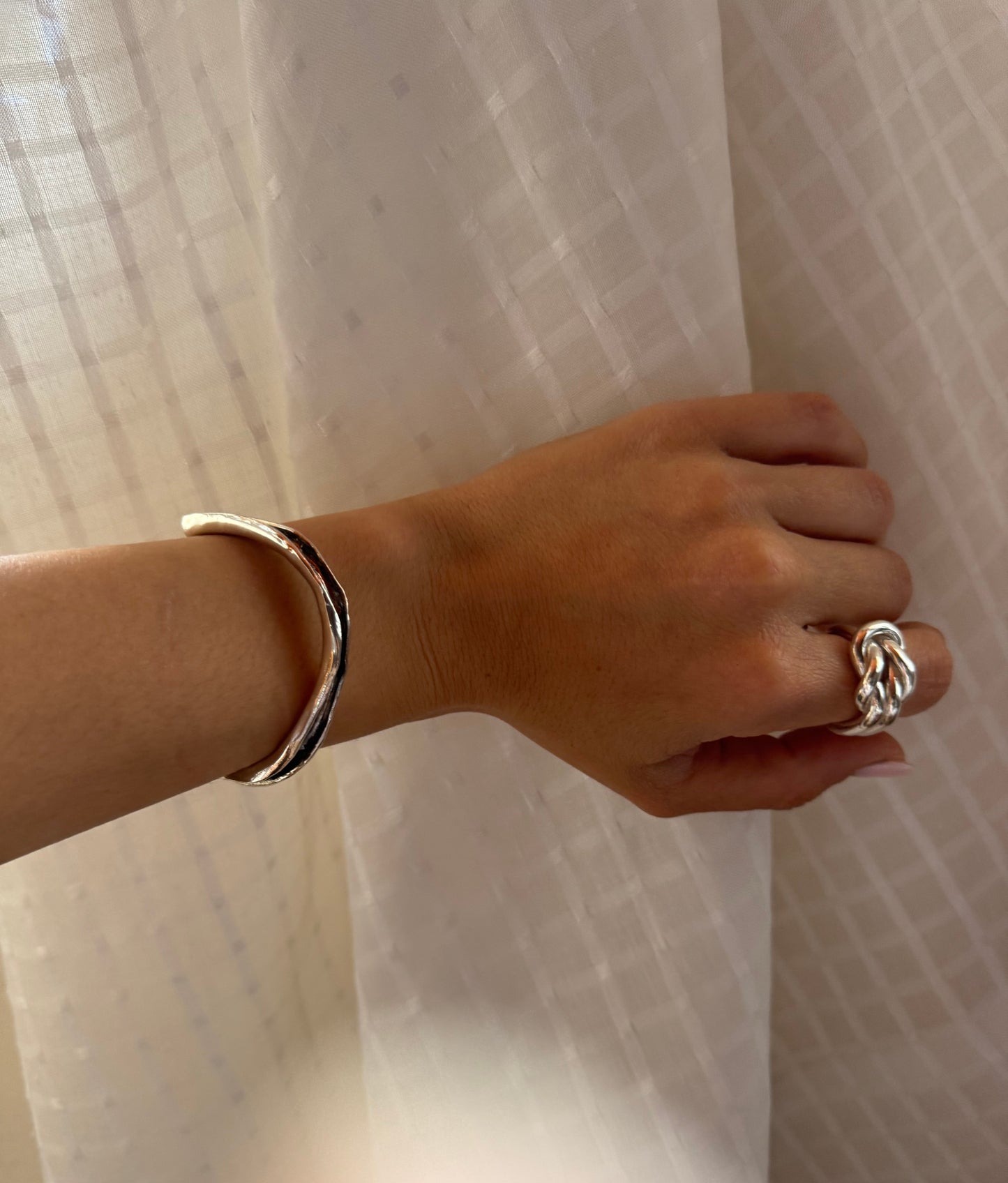 Nautical Knot Raw Silver Ring