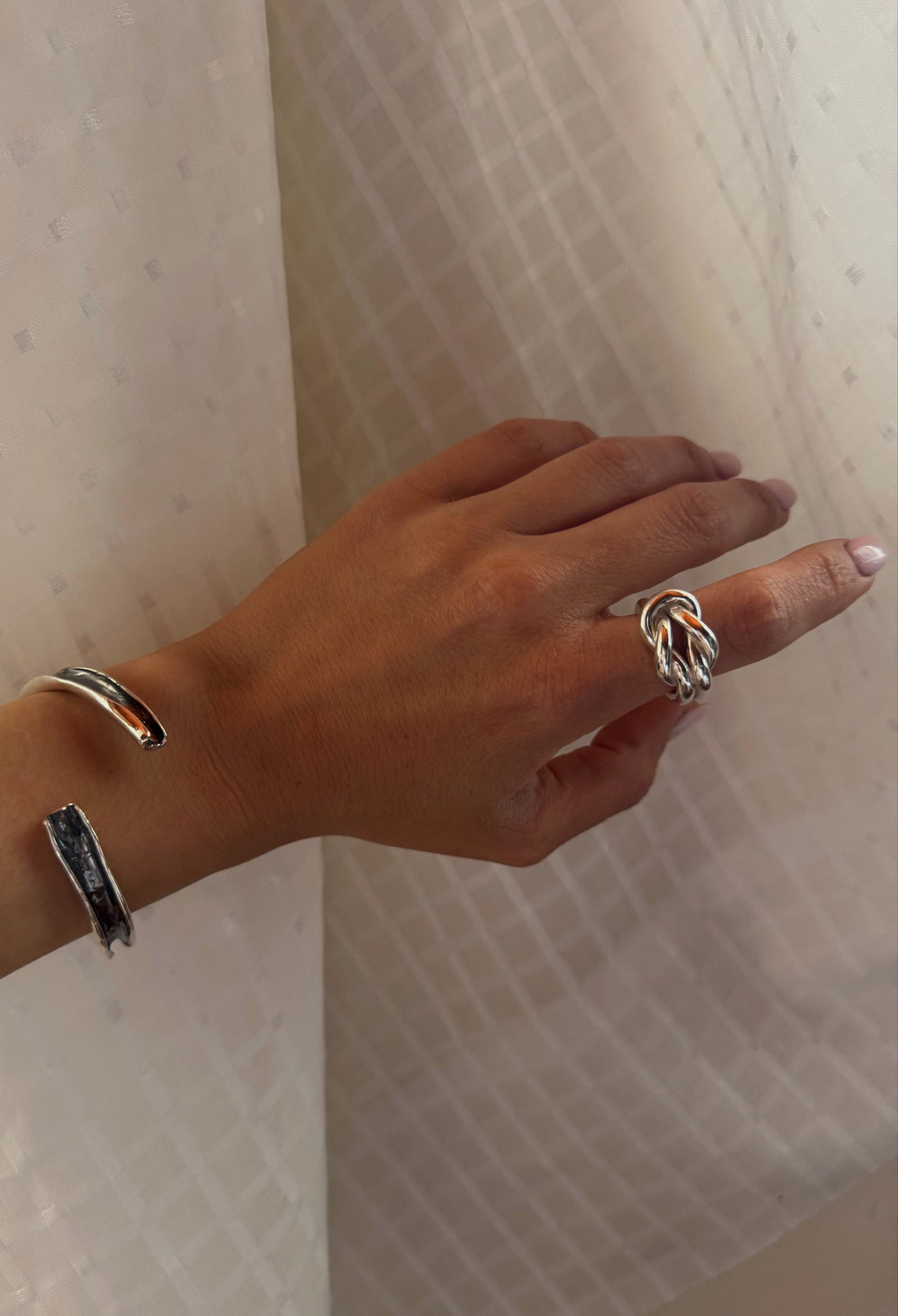 Nautical Knot Raw Silver Ring